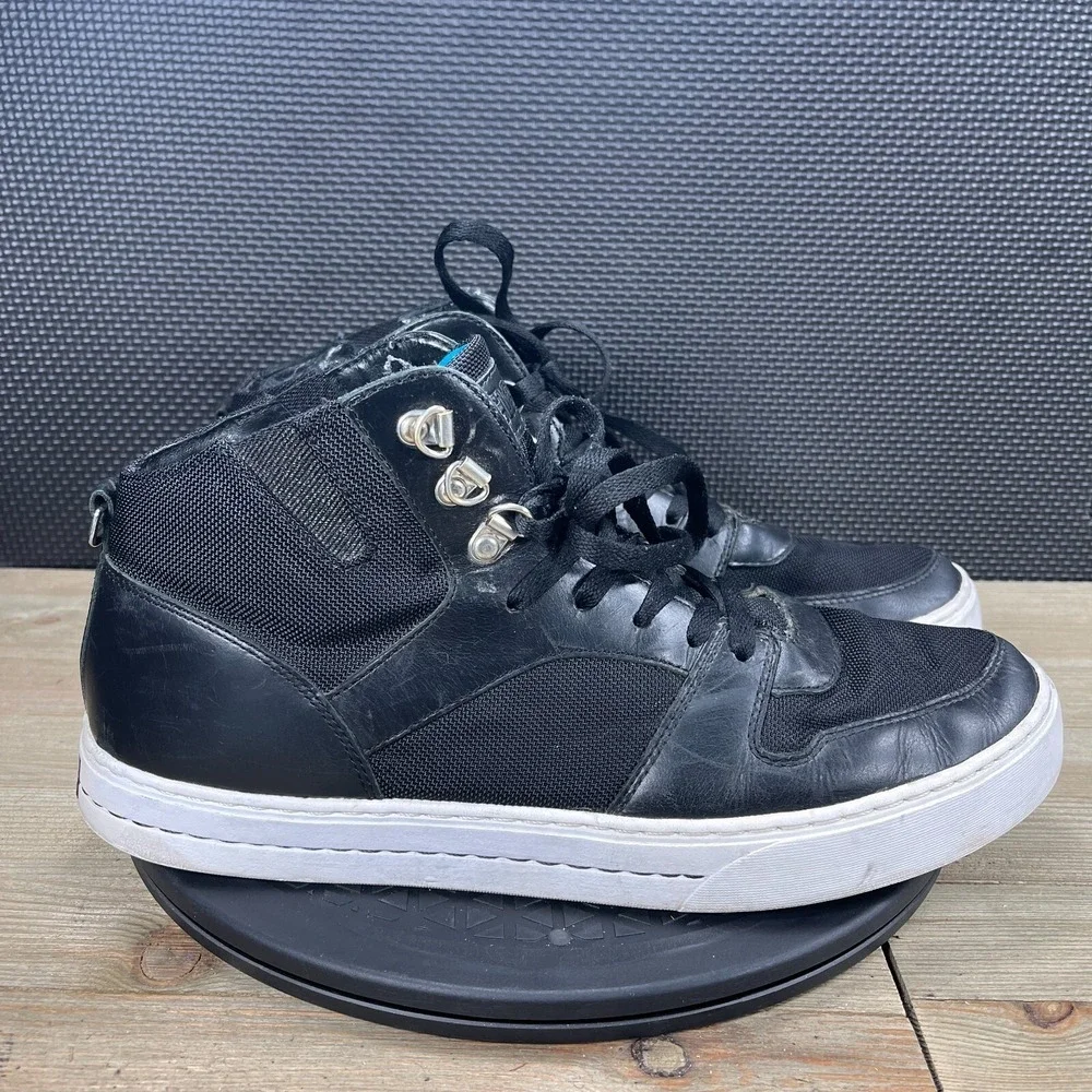 Clae Shoes Rollins Mid‎ Top Leather Sneakers Shoes Mens Size 12 Black Fashion